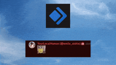 a message from yourlocalhuman is displayed on a blue background