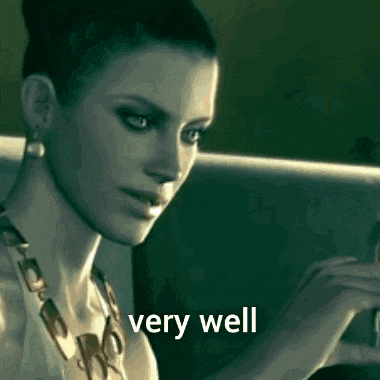 a woman is sitting in a car and the words very well are on the bottom