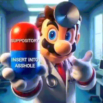 mario is a doctor holding a red and blue capsule .