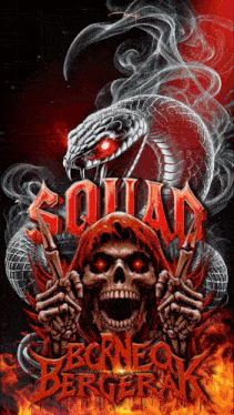 a poster with a snake and a skull that says squad borneo bergerak
