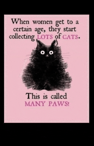 when women get to a certain age they start collecting lots of cats this is called many paws !