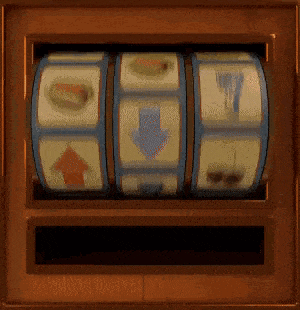 a slot machine with a blue arrow pointing to the right