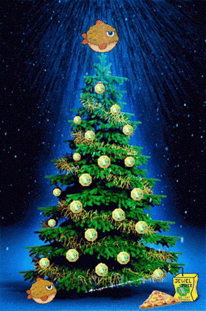 a christmas tree with a bottle of jewel lettuce on it