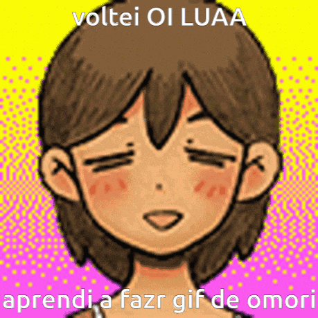 a cartoon of a girl with her eyes closed and the words voltei ol luaa