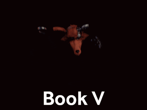 a close up of a monster 's mouth with the words book v written below it