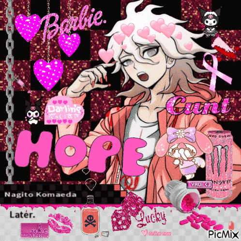 a picture of nagato komaeda with the word hope written on it