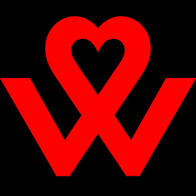 a red w with a heart in the middle of it