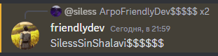 a screenshot of a message from @siless arpofriendlydev