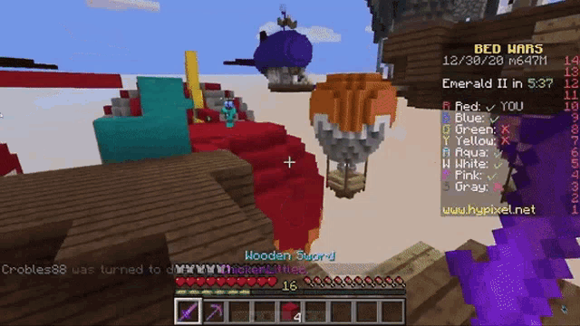a screenshot of a minecraft game with a hooden sword