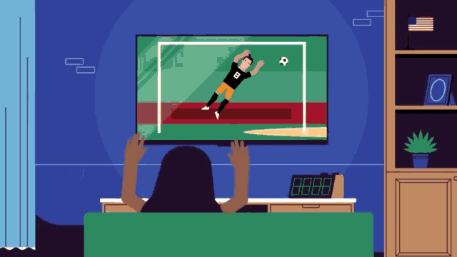 an illustration of a person watching a baseball game on a tv