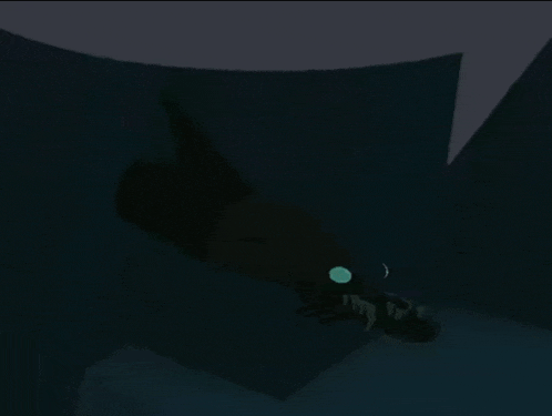 a cartoon drawing of a giant squid in the dark .