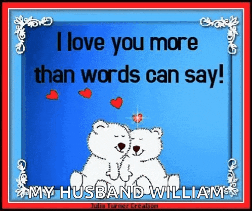 a couple of polar bears sitting next to each other with the words " i love you more than words can say "
