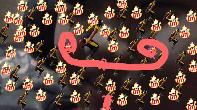 a drawing of a football player surrounded by a pattern of hits