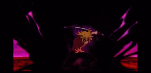 a cartoon character is standing in front of a purple background with a fire coming out of his chest .