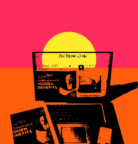 a book titled hidden benefits sits next to a laptop computer