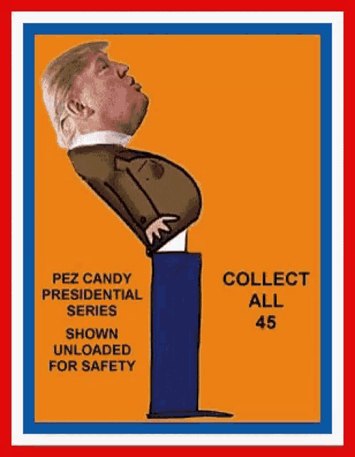 a pez candy presidential series shown unloaded for safety poster