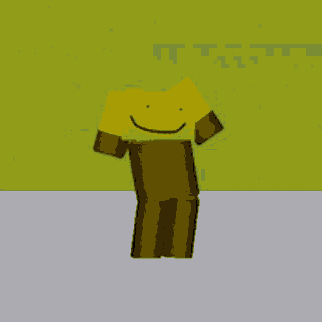 a yellow and brown cartoon character with a smiley face on his head .