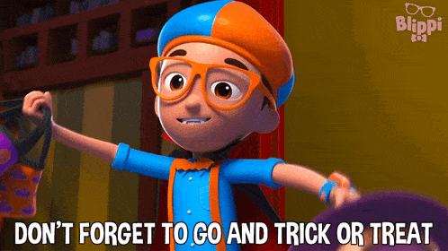 Don'T Forget To Go And Trick Or Treat Blippi GIF - Don'T Forget To Go And Trick Or Treat Blippi Blippi Wonders Educational Cartoons For Kids GIFs