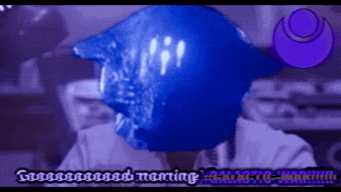 a person with a blue mask on their face and the words good morning