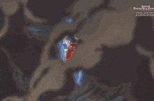 a cartoon character is flying through the air with a blue aura surrounding him