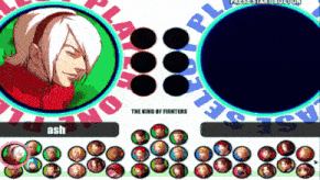 a screenshot of a video game called the king of fighters shows ash and a bunch of characters