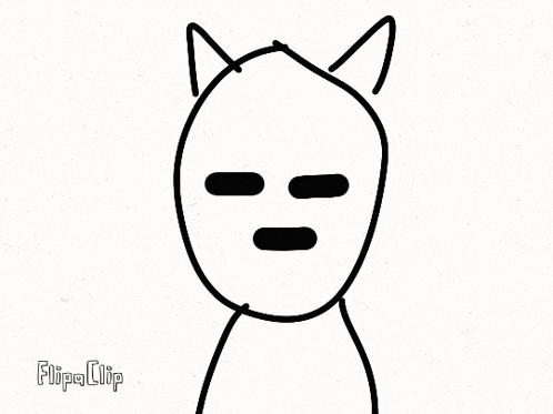a black and white drawing of a cat with the word hi written below it