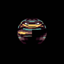 a sphere with a pattern on it is floating in the dark