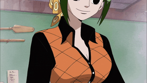 a woman with green hair is wearing a black shirt