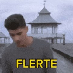 a blurry picture of a man with the word flerte in yellow
