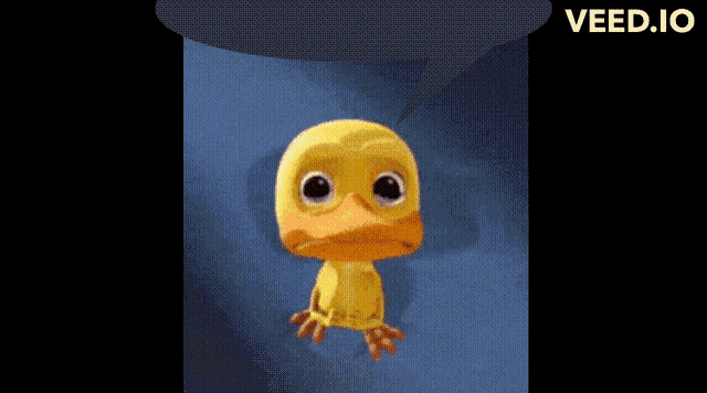 a cartoon duck with a speech bubble behind it that says veed.io