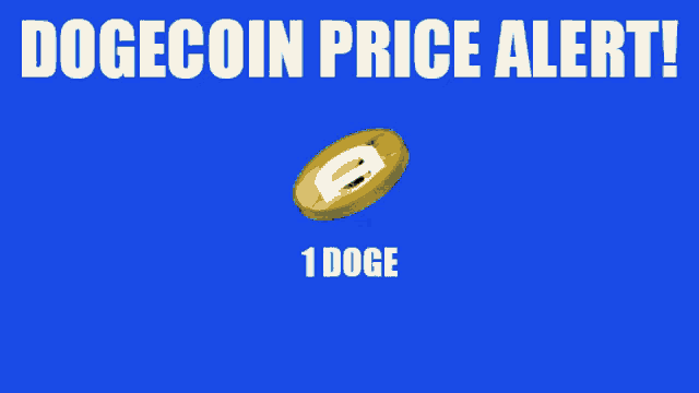 a blue background with a dogecoin price alert written on it