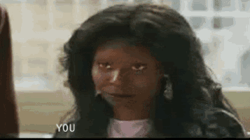 a close up of a doll 's face with the words " you " in the corner