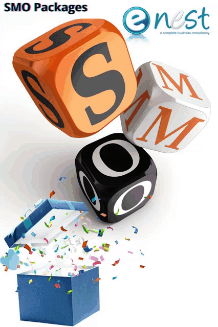 a box with confetti coming out of it and the words smo packages on top