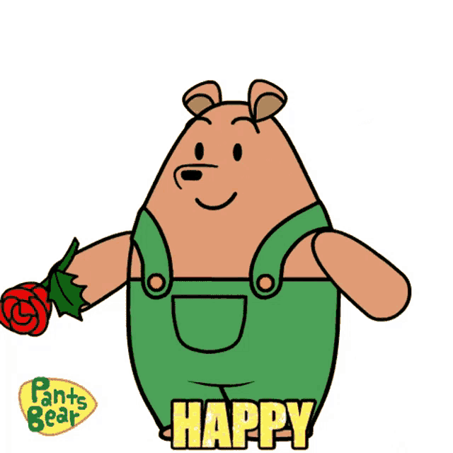a cartoon character from pants bear is holding a red rose