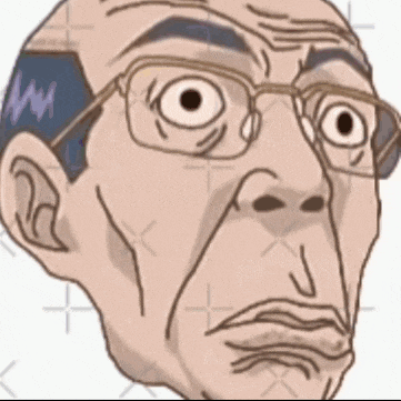 a cartoon drawing of a man wearing glasses and making a face