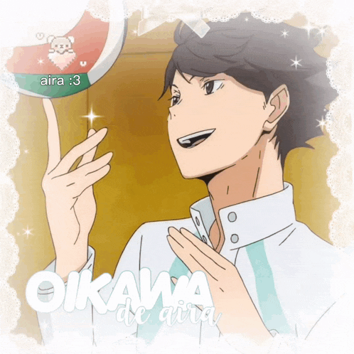 a picture of oikawa de aira with a volleyball
