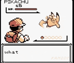 a pixel art of a boy and a pikachu in a game
