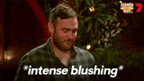 a man with a beard is saying `` intense blushing '' .