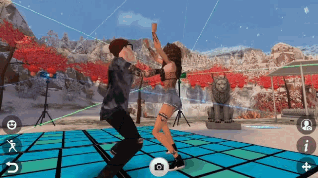 a man and a woman are dancing on a dance floor