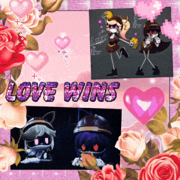 a collage of images with the words love wins in the middle