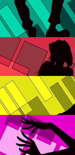 a silhouette of a person 's feet and a silhouette of a woman 's hands