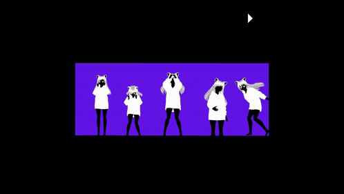a group of women in white sweaters with cat ears are dancing