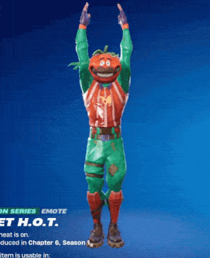 a cartoon character with a tomato head is dancing in a video game