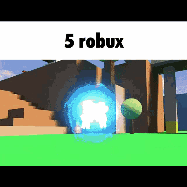 a screenshot of a video game with the words 5 robux above it