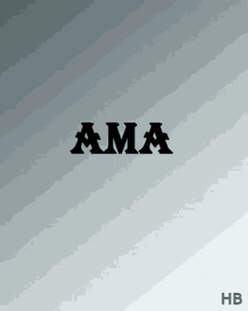 a logo that says ama on a grey background