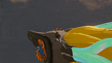 a drawing of a person standing on a cliff with a yellow blanket on it