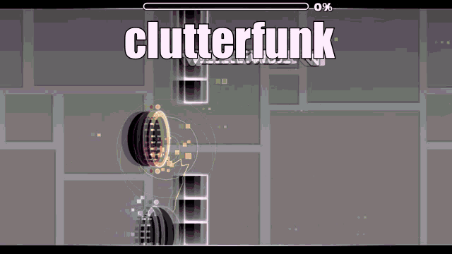 a screenshot of a video game with the word clutterfunk at the top