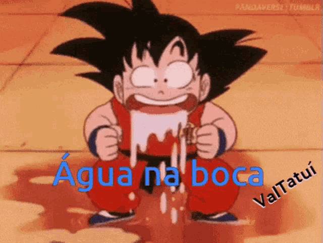 a cartoon character with the words agua na boca written on the bottom