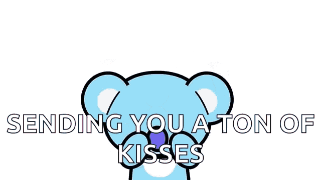 a cartoon koala bear is surrounded by red hearts and says sending you a ton of kisses .