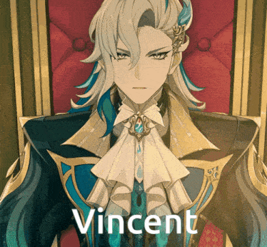 vincent is a character in a video game and is sitting in a chair